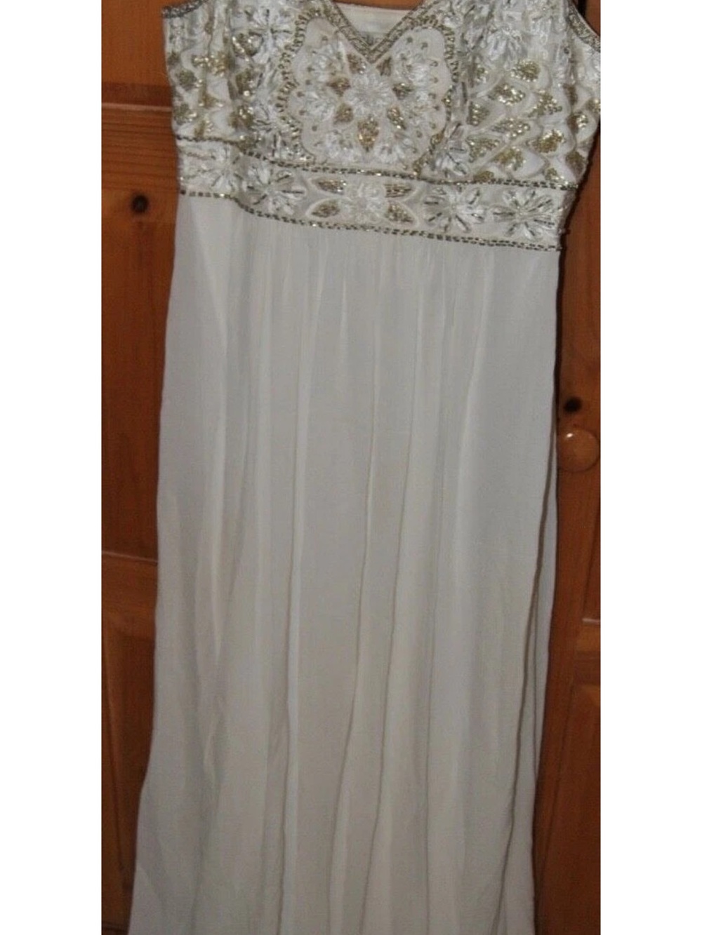 Sue Wong Ivory Maxi Dress 100% Silk
